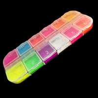 12 Colors Eyeshadow Palette  Matte Neon Fluorescent Pigment Metallic Makeup Palette Glitter Eyeshadow Palette Art Powder