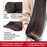 Straight 30 32 40Inch Remy Brazilian Tissage Hair Weave Human Hair Bundles Straight Hair Natural Color 100% Human Hair Extension - Divine Diva Beauty