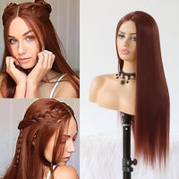 Lace Wigs Long Straight Hair  Lime Green Color Wigs  Women Synthetic Lace Wigs with Natural Hairline