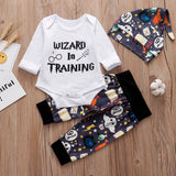 3PC Newborn Baby Boys Girls Clothes Summer Little Wizard Arrived Infant Baby Outfit bby