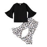 Baby Girl Clothes Tops Leopard Print Bell-bottomed Pnts bby