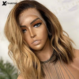 Ombre Blonde #1b/27 Human Hair Wigs Short Bob Wig For Women Brazilian Body Wave 13x4 Lace Front Wig 5x5 Silk Top Closure Wigs