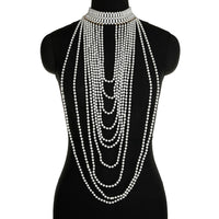 Pearl Body Chain Bra Adjustable Size Shawl Necklaces Collar Shoulder Fashion Tops Chain Necklaces Body Jewelry