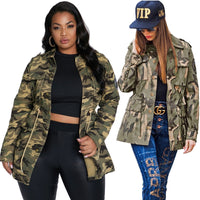 Women Rivet camo  Plus Size avail outerwear