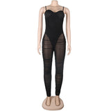 Sexy Black Mesh Sheer Bodycon Jumpsuit bodysuit