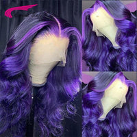 13x4 Lace Front Wig Human Hair Wigs 180% Purple Color Lace Frontal Wigs PrePlucked Purple Wig Human Hair Wig - Divine Diva Beauty