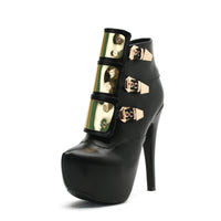 Ankle Boots Sexy Platform Boots Black Gold Rome Metal Slice Thin High Heels 11+