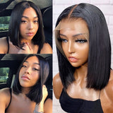 4x4 Lace Closure Wigs Straight Short BOB Honey Blonde Highlight Human Hair Wigs Straight Lace Front Wig Remy Hair BOB