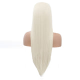 Blonde Wig Synthetic Lace Front Wig Long Silky Straight Hair Natural Hairline Side Part