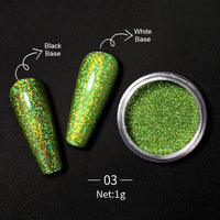 Reflective Glitter Nail Powder Green Red Holographic Nail Art Dust Shinning Chrome Pigment DIY Manicures Decoration