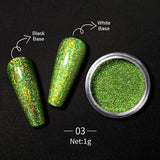 Reflective Glitter Nail Powder Green Red Holographic Nail Art Dust Shinning Chrome Pigment DIY Manicures Decoration