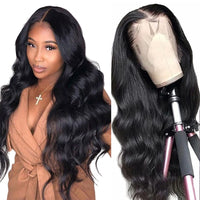 Transparent Body Wave Lace Front Wig 220 Raw Wavy Human Hair Lace Front Wigs Pre Plucked Body Wave Frontal 4x4 Lace Closure Wigs - Divine Diva Beauty