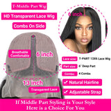 Kinky Straight Wig Lace Front Human Hair Wigs Glueless Lace Frontal Wigs 30 Inch Brazilian Yaki Straight Human Hair Wig