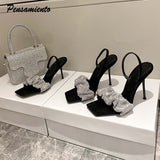 Rhinestones Women Sandals Elegant stiletto High heels Slingback shoes