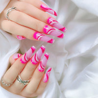 24pcs Long Coffin False Nails Wearable Ballerina Fake Nails Orange gradient gold foil nails Full Cover Nail Tips Press On Nails