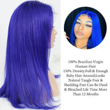 Blue Bob Wig Lace Front Human Hair Wigs Color 13x4 Bob Human Hair Straight Front Lace Smooth Wig For Women Y46124 - Divine Diva Beauty