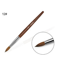 Sable Acrylic Brush UV Gel Carving Pen Brush Liquid Powder DIY Nail Drawing Flat Round Red Wood Nail Art Brush