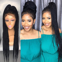 Box Braids Synthetic lace front wig Black Hair Heat Resistant Cornrow Braided Lace Wig With Baby Hair