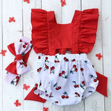 Cute Newborn Baby Girl Clothes Ruffle Backless Cherry outfit bby