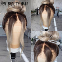 Long Straight Soft Hair Yellow Wig  Synthetic Lace Front Wig Natural Hairline High Temperature Fiber