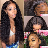 HD Transparent Deep Wave Lace Frontal Wig Curly Human Hair Wig 30 Inch Wet And Wavy Lace Front Wig 13X4X1 Deep Wave Closure Wigs