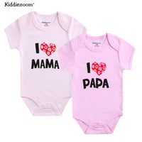 2PC Newborn Baby Clothes Short Sleeve Girl Boy Clothing  I Love Papa Mama Design onesie bby