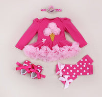 Baby Girl 4pcs Clothing Sets Infant Ice Cream Rompers BBY
