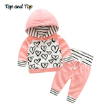 Cute Infant Newborn Baby Girl Clothes Hooded Sweatshirt Striped outfit bby