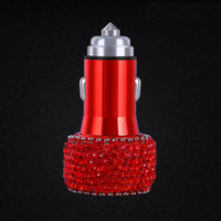 Dual USB Car Charger For Mobile Phone Tablet GPS Fast Charger Crystal Diamond Phone 3 Data Line Wire in Car Cigarette Lighter - Divine Diva Beauty