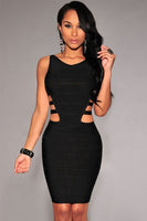 Party Women Dress Bandage Black Sexy Empire Hollow Out V-Neck
