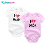2PC Newborn Baby Clothes Short Sleeve Girl Boy Clothing  I Love Papa Mama Design onesie bby