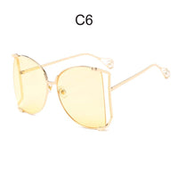 Fashion Oversized Sunglasses Women Brand Designer Big Square Sun Glasses Pearl Decoration Cat Eye Shades Butterfly Eyewear