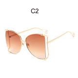 Fashion Oversized Sunglasses Women Brand Designer Big Square Sun Glasses Pearl Decoration Cat Eye Shades Butterfly Eyewear