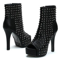 Peep Toe Metal Rivets Studs Boots