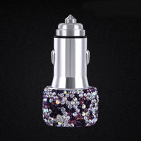 Dual USB Car Charger For Mobile Phone Tablet GPS Fast Charger Crystal Diamond Phone 3 Data Line Wire in Car Cigarette Lighter - Divine Diva Beauty