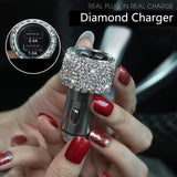 Dual USB Car Charger For Mobile Phone Tablet GPS Fast Charger Crystal Diamond Phone 3 Data Line Wire in Car Cigarette Lighter - Divine Diva Beauty