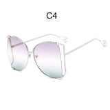 Fashion Oversized Sunglasses Women Brand Designer Big Square Sun Glasses Pearl Decoration Cat Eye Shades Butterfly Eyewear