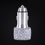 Dual USB Car Charger For Mobile Phone Tablet GPS Fast Charger Crystal Diamond Phone 3 Data Line Wire in Car Cigarette Lighter - Divine Diva Beauty