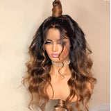 360 Lace Body Wave Ombre Human Hair Lace Front Wigs 180Density 3 Tone Colors Brown Blonde Indian Remy Hair Wigs