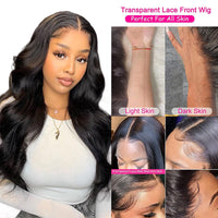 13x4 HD Transparent Body Wave Lace Front Human Hair Wigs 360 Lace Frontal Wig 30 Inch 4x4 Closure Wig Deep Part