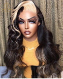 13x4 Highlight 613 Blonde Lace Front Human Hair Wigs Body Wave 613 Transparent Lace 30 Inch HD Lace Front Closure Wigs - Divine Diva Beauty