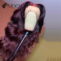 99 j Burgundy Red Body Wave 13×4 Lace Human Hair Wigs Colored Brazilian Wavy Loose Deep Part For Women Human Hair - Divine Diva Beauty