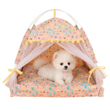 Pet Dog Tent House Flower Print Enclosed Tent