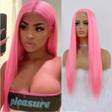 Lace Wigs Long Straight Hair  Lime Green Color Wigs  Women Synthetic Lace Wigs with Natural Hairline