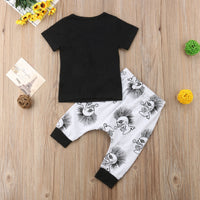 2PCS Newborn Toddler Baby Boy Clothes Black Skull Outfit bby