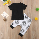 2PCS Newborn Toddler Baby Boy Clothes Black Skull Outfit bby