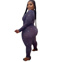 Plus Size avail Bodysuit Long Sleeve Bodycon Stretchy see thru Sexy Jumpsuit
