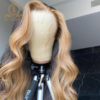 Black With Brown Highlight Wig 13x6 Lace Front Human Hair Transparent Lace Wig Bleached Knots For Black Women Nabeauty Remy 180