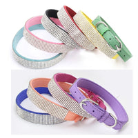 pet Crystal Dog Collars PU Leather