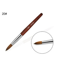 Sable Acrylic Brush UV Gel Carving Pen Brush Liquid Powder DIY Nail Drawing Flat Round Red Wood Nail Art Brush